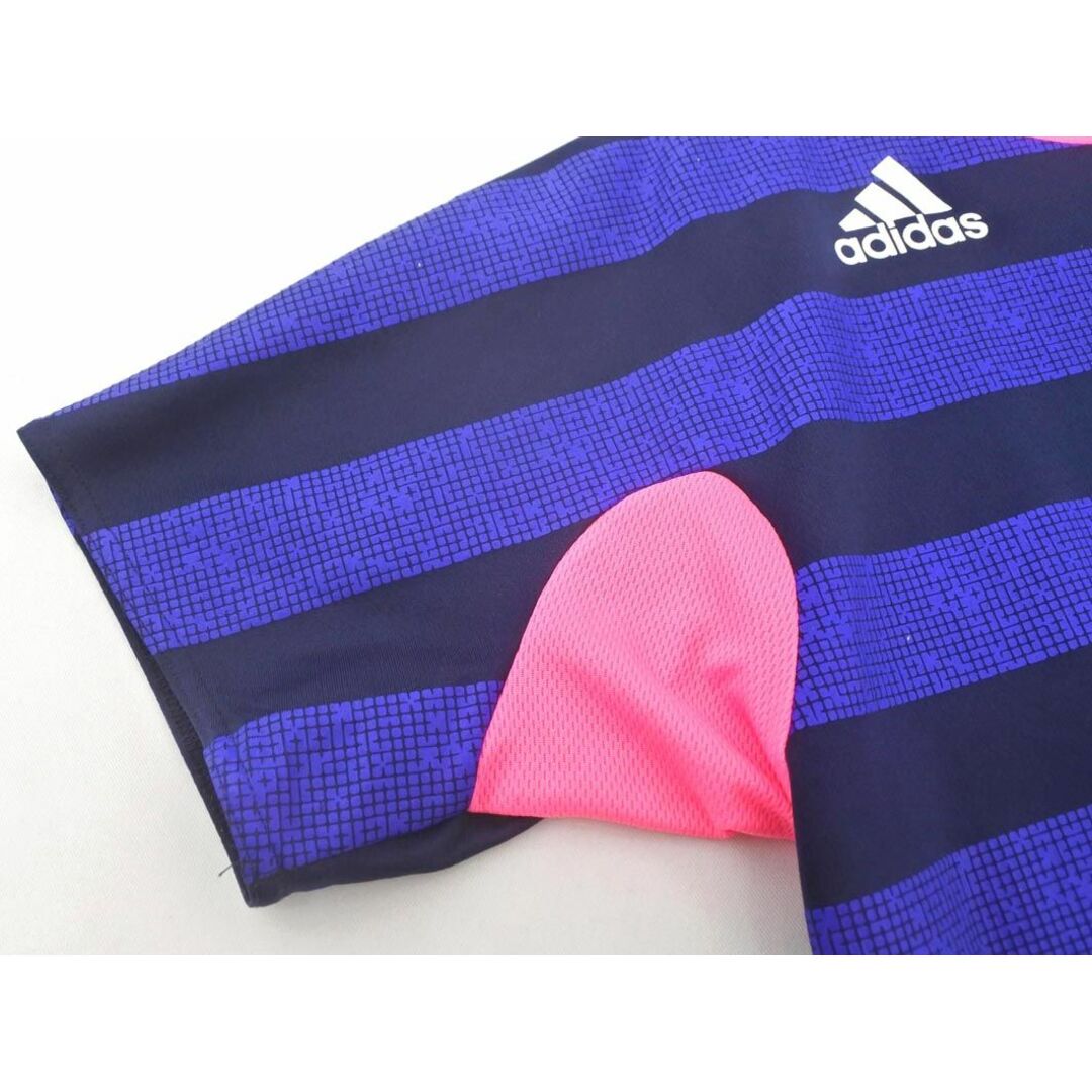 adidas(アディダス)のadidas アディダス ボーダー 半袖 フットボール トレーニングウェア Tシャツ sizeM/青ｘ紺 ■◆ メンズ メンズのトップス(Tシャツ/カットソー(七分/長袖))の商品写真