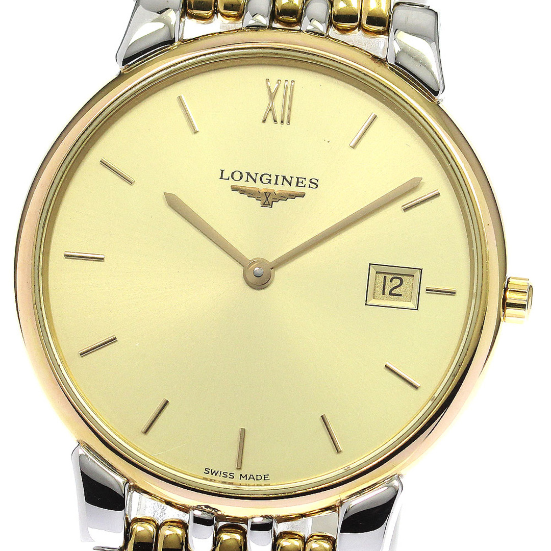 ゴールドムーブメントロンジン LONGINES L5.632.3 デイト クォーツ メンズ 良品 内箱・保証書付き_760223