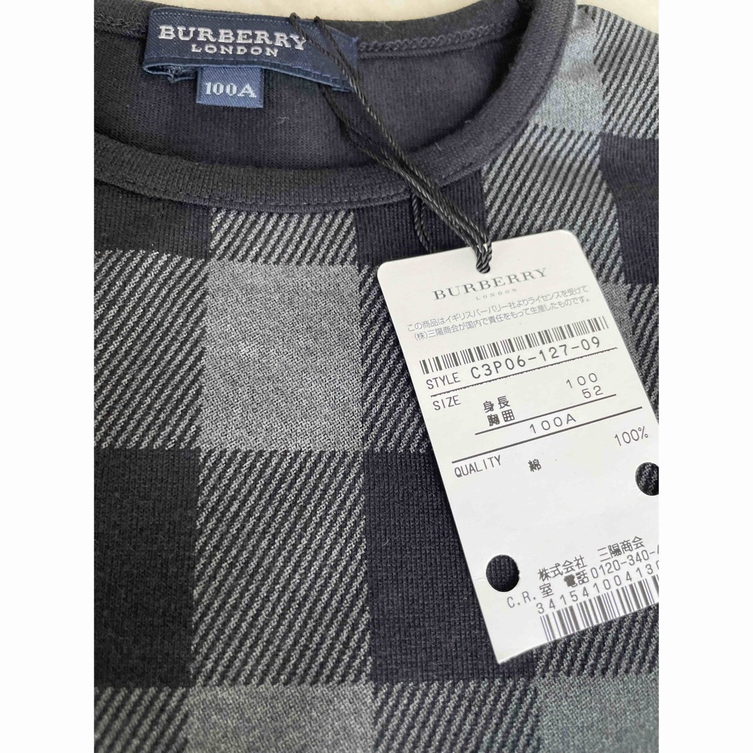 BURBERRY(バーバリー)の新品☆バーバリー☆女の子・チェックのブラックTシャツ 100cm キッズ/ベビー/マタニティのキッズ服女の子用(90cm~)(Tシャツ/カットソー)の商品写真