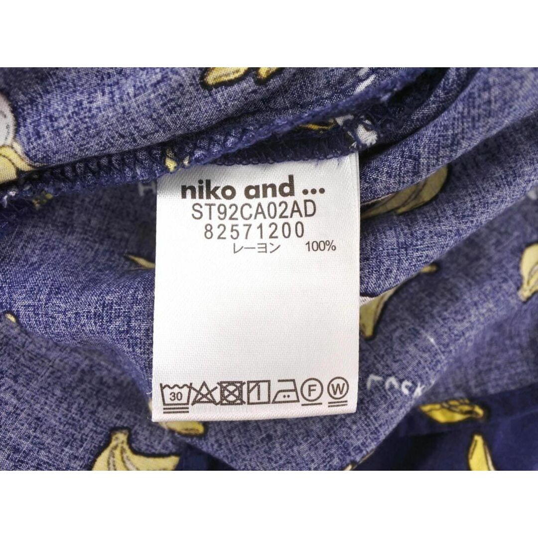 niko and...(ニコアンド)のniko and ニコ アンド バナナ Vネック シャツ sizeM/紺 ■◆ レディース レディースのトップス(シャツ/ブラウス(半袖/袖なし))の商品写真