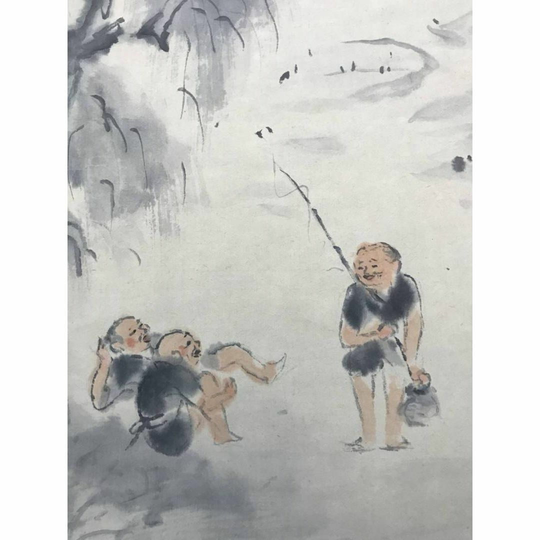 作者不詳/野人歓語図/山水図/山水人物図/掛軸☆宝船☆AB-875