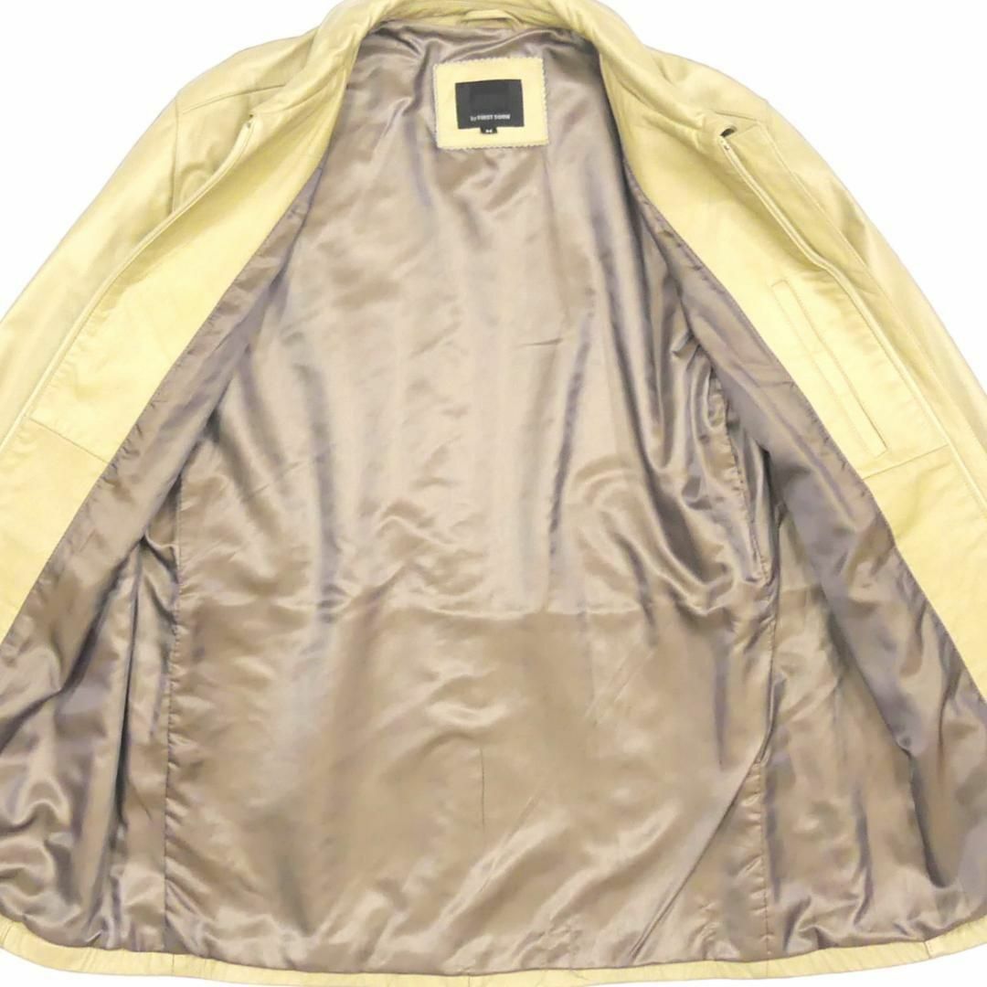 FIRST DOWN(ファーストダウン)のレザーコート 革 ファーストダウン M ベージュ メンズ ロングコートJJ409 メンズのジャケット/アウター(ステンカラーコート)の商品写真