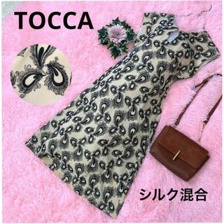 トッカ(TOCCA)の＊NO.250：美品◆トッカ M ペイズリー柄 刺繍 ロングワンピース シルク混(ロングワンピース/マキシワンピース)