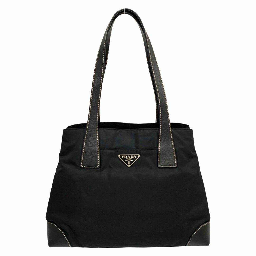 極 美品 保存袋付き PRADA プラダ 三角ロゴ 金具 ナイロン サフィアーノ レザー 本革 ハンドバッグ ミニ トートバッグ ブラック 18759 | フリマアプリ ラクマ