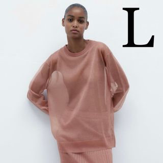 ザラ(ZARA)の新品♡ZARA 大人気　店舗オンライン完売レア！セミシースルーニットトップス　L(ニット/セーター)