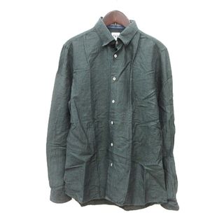 【ザラ】ZARA アースカラー ネイチャー総柄 長袖シャツ XL カーキ×緑