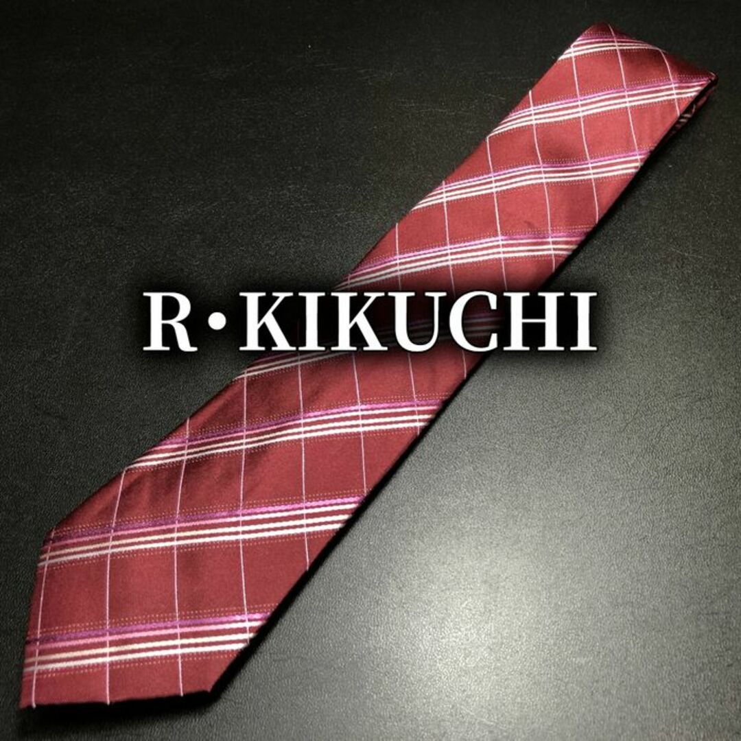 TAKEO KIKUCHI(タケオキクチ)のリョウコキクチ チェック ワインレッド ネクタイ B103-O16 メンズのファッション小物(ネクタイ)の商品写真