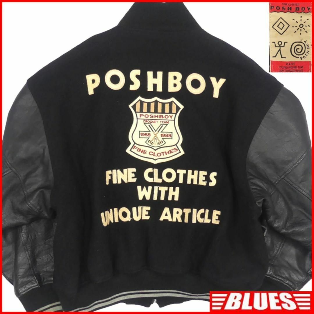 【POSH BOY】 ポッシュボーイ フルジップ刺繍スタジャン 本革レザー