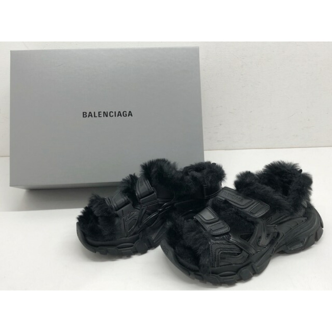 BALENCIAGA(バレンシアガ) TRACK トラック エコファー トリム サンダル ブラック / 668560 25.0cm 【007】