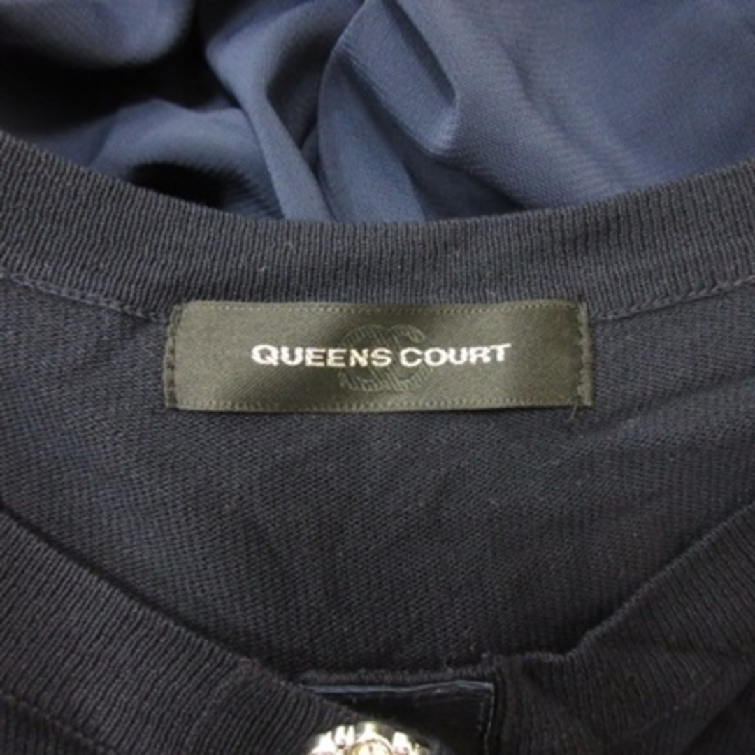 QUEENS COURT(クイーンズコート)のクイーンズコート カーディガン カットソー 半袖 切替 2 紺 ネイビー /YI レディースのトップス(カーディガン)の商品写真