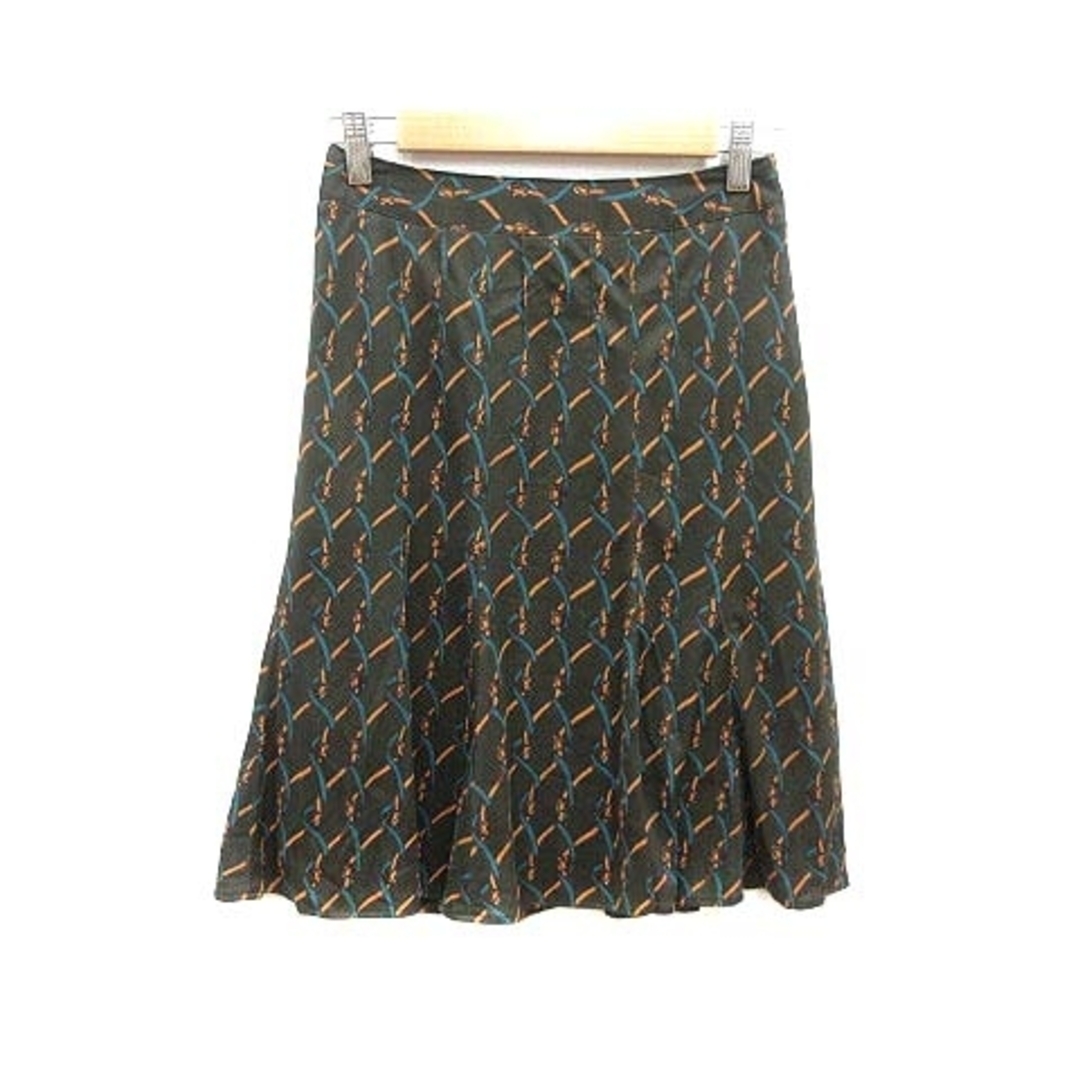 MK MICHEL KLEIN(エムケーミッシェルクラン)のMK MICHEL KLEIN フレアスカート ひざ丈 総柄 36 茶 ブラウン レディースのスカート(ひざ丈スカート)の商品写真