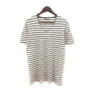 ジョンブル(JOHNBULL)のジョンブル Tシャツ カットソー Uネック ボーダー 半袖 L 紺 アイボリー(Tシャツ/カットソー(半袖/袖なし))