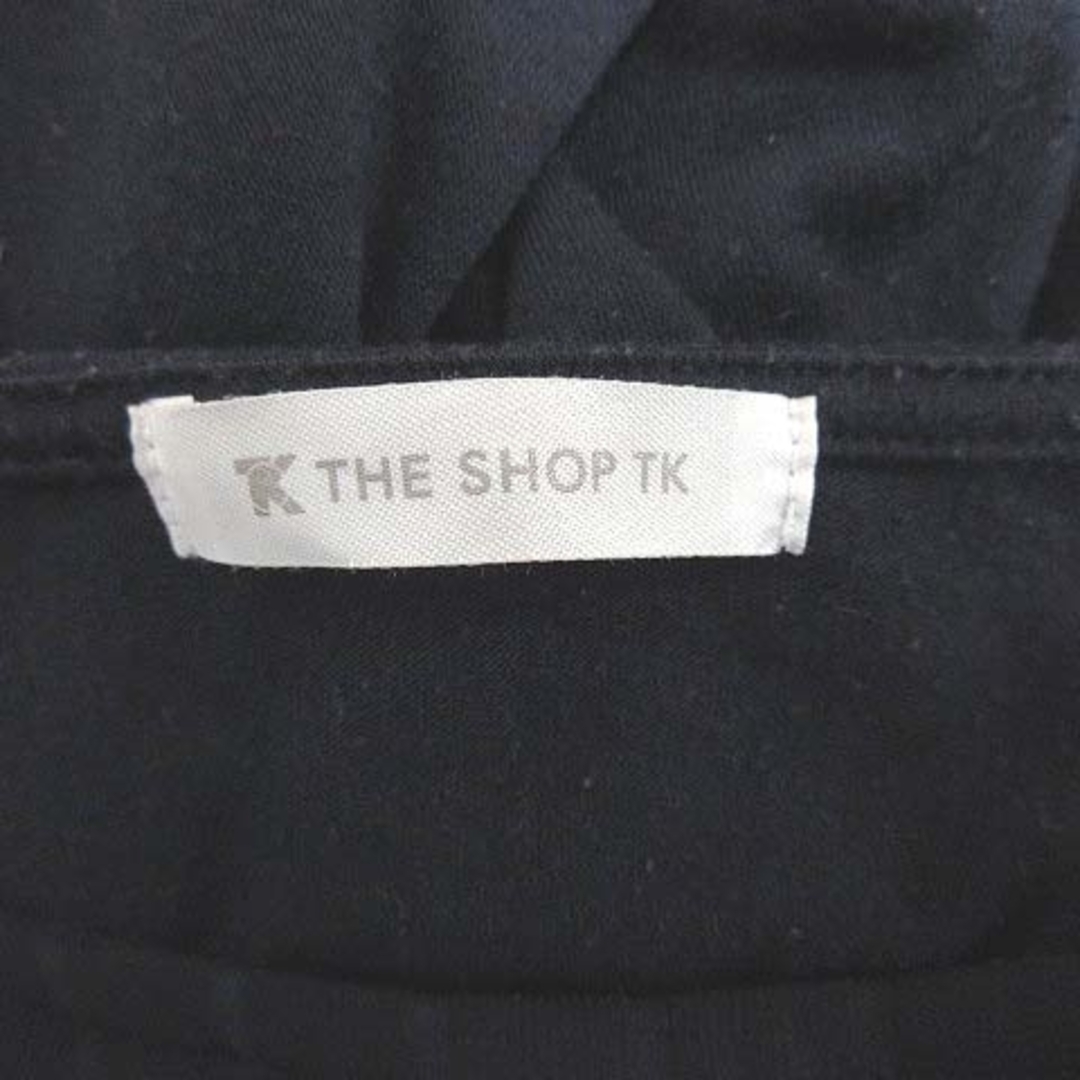 THE SHOP TK(ザショップティーケー)のザショップティーケー カットソー 半袖 ボートネック ストライプ 切替 F 紺 レディースのトップス(カットソー(半袖/袖なし))の商品写真