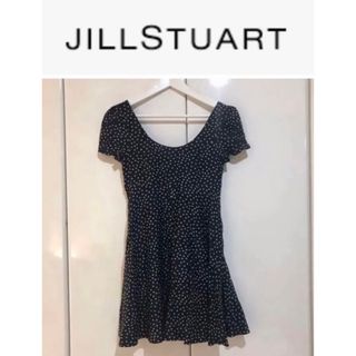 ジルスチュアート(JILLSTUART)の未使用に近い JILL STUART ネイビ ベージュ ドット ワンピース S(ひざ丈ワンピース)