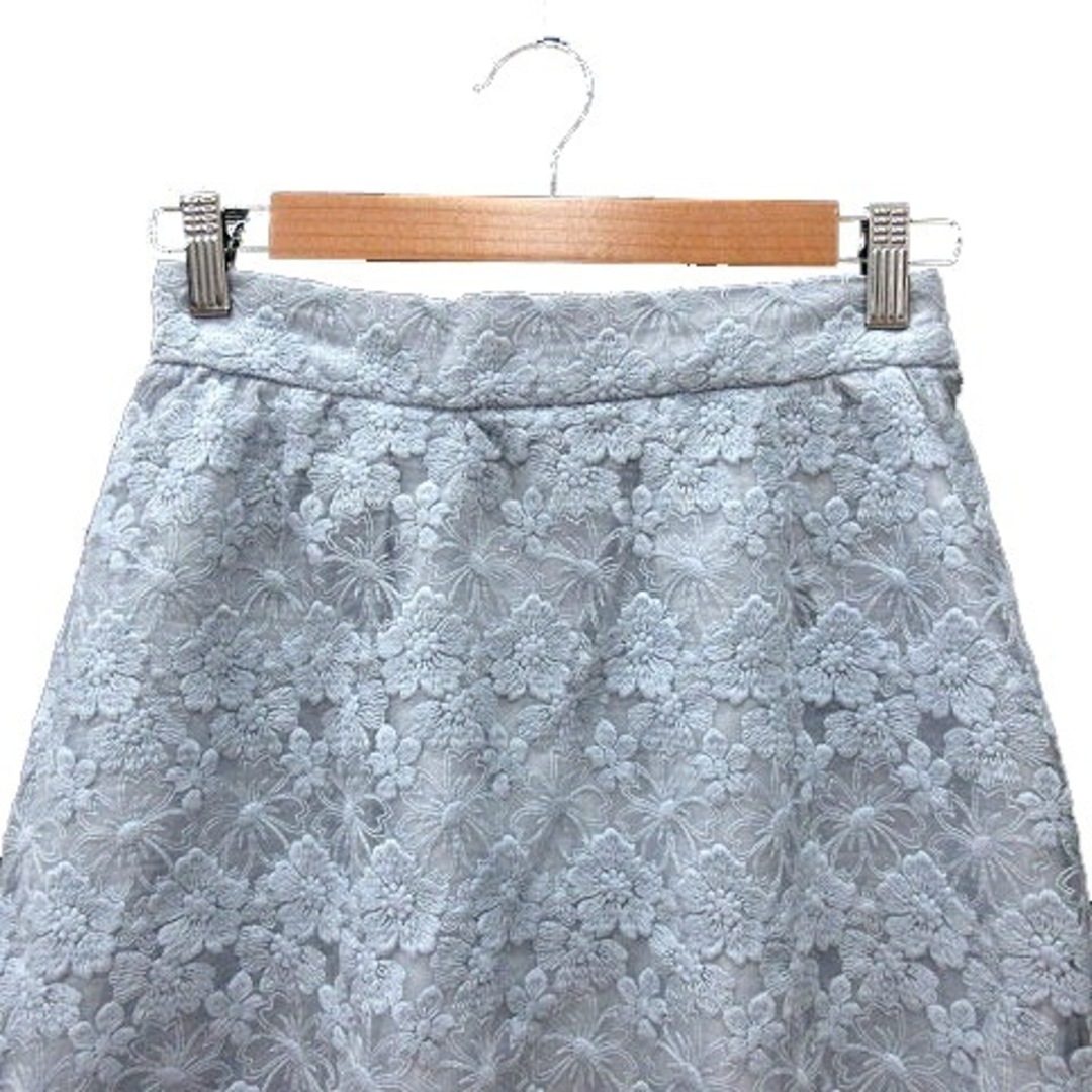 Techichi(テチチ)のテチチ Te chichi フレアスカート ミモレ ロング 刺繍 M 水色 レディースのスカート(ロングスカート)の商品写真