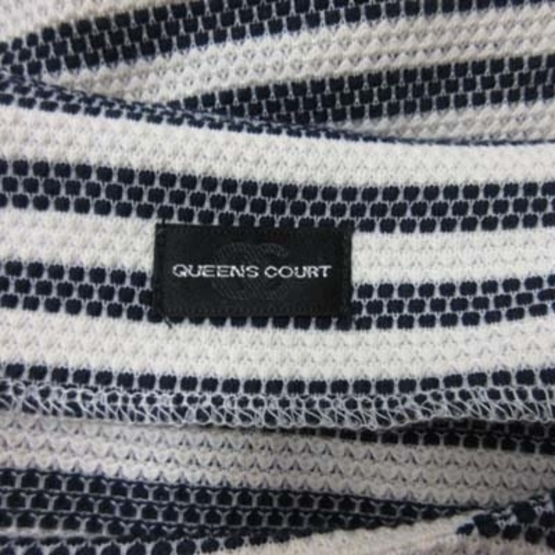 QUEENS COURT(クイーンズコート)のクイーンズコート カットソー ボーダー レース 長袖 ブラック ホワイト レディースのトップス(カットソー(長袖/七分))の商品写真