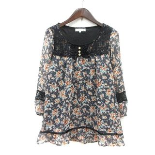 グローブ(grove)のグローブ grove ブラウス 花柄 レース 長袖 M グレー /MN(シャツ/ブラウス(長袖/七分))