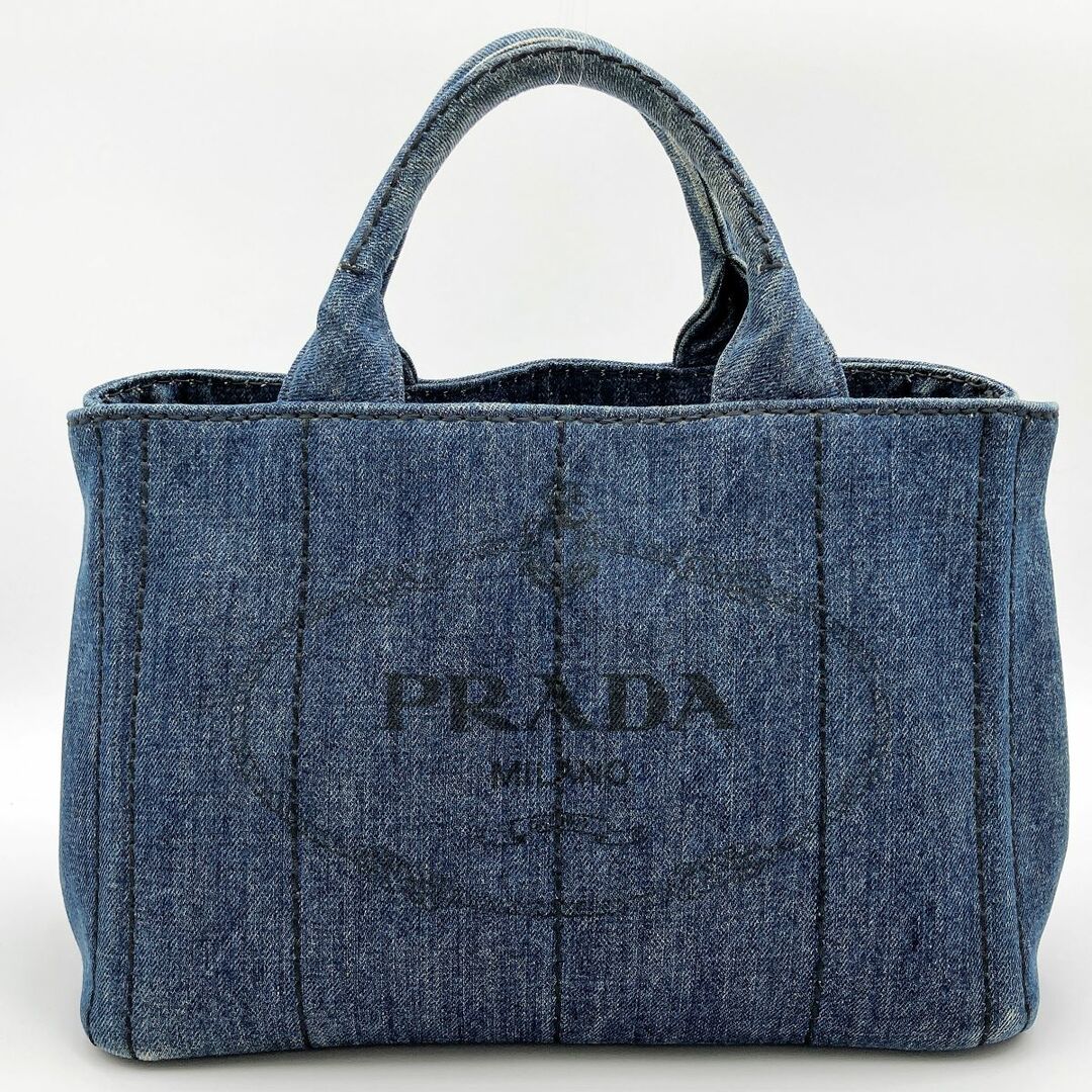 セール PRADA プラダ カナパ トートバッグ ハンドバッグ ショルダーバッグ 2WAY バッグ ブルー デニム 青 レディース メンズ ファッション USED