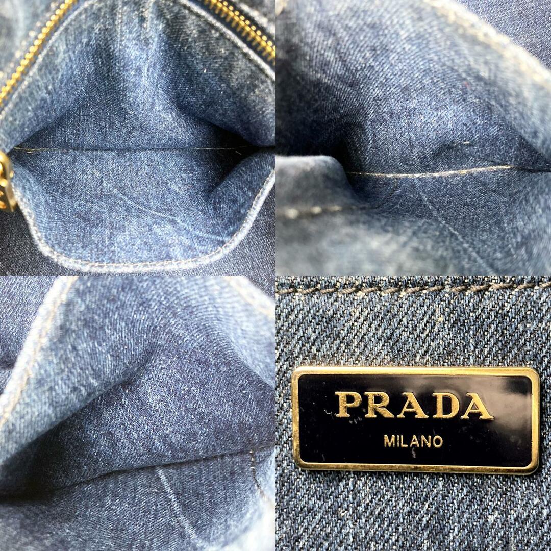 セール PRADA プラダ カナパ トートバッグ ハンドバッグ ショルダーバッグ 2WAY バッグ ブルー デニム 青 レディース メンズ ファッション USED