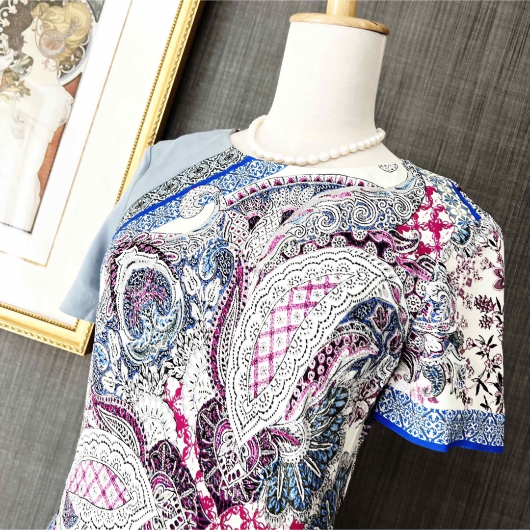 ETRO - 美品 ETRO エトロ ペイズリー ブルー アシンメトリー
