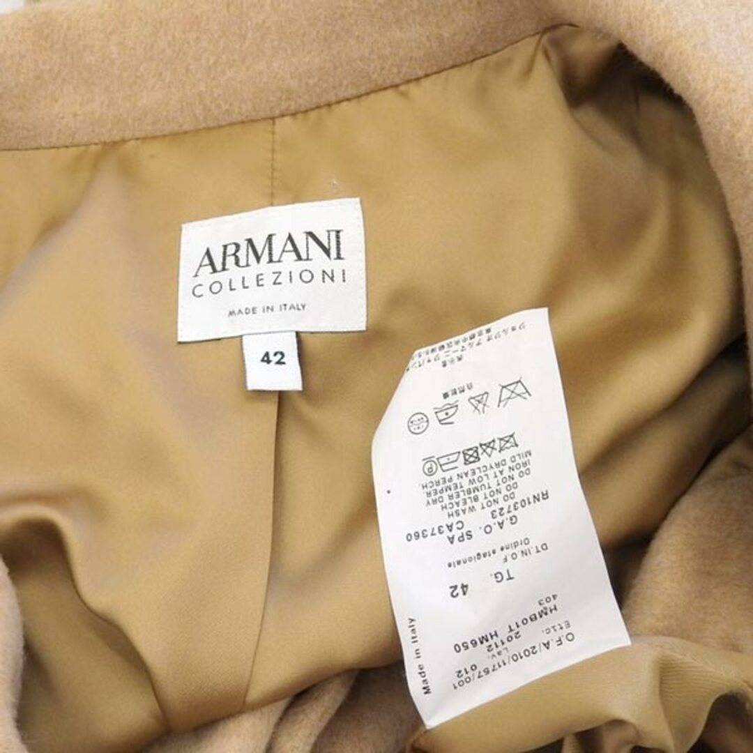 ARMANI COLLEZIONI(アルマーニ コレツィオーニ)のアルマーニコレツィオーニ ARMANI COLLEZIONI ヴァージンウール スタンドカラー コート レディース ベージュ size42 Y00680 レディースのジャケット/アウター(その他)の商品写真