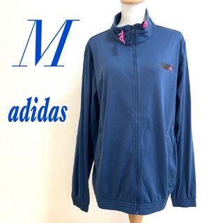 アディダス(adidas)のadidas アディダス　パーカー　スポーツウェア　ロゴ　ネイビー　ピンク　M(ウェア)