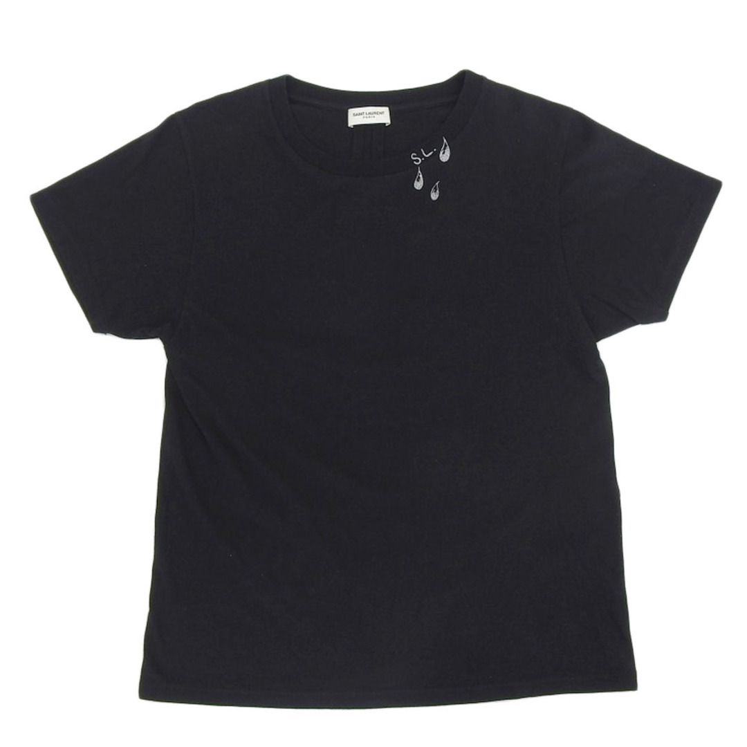 美品 サンローラン パリ SAINT LAURENT PARIS コットン 半袖Tシャツ ブラック レディース sizeS Y00992