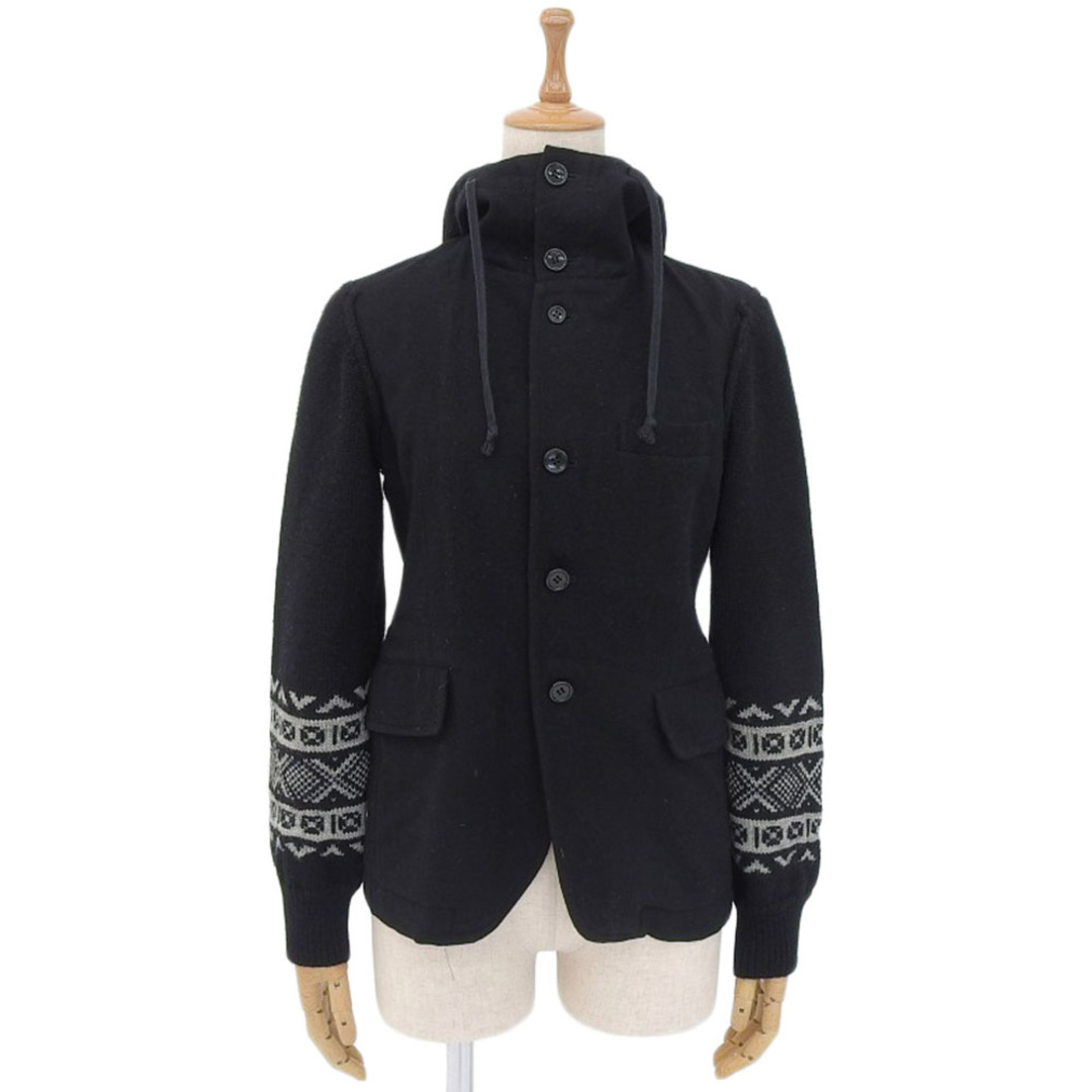 ブラック コムデギャルソン BLACK COMME des GARCONS ウール 切り替え袖 ジャケット フード付き メンズ ブラック sizeXS Y01002サイズ表記