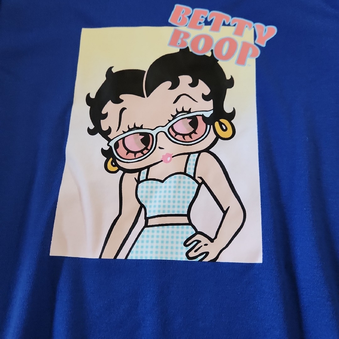 Betty Boop(ベティブープ)のベティちゃん半袖Tシャツワンピース　ブルー キッズ/ベビー/マタニティのキッズ服女の子用(90cm~)(ワンピース)の商品写真