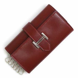 エルメス(Hermes)のエルメス ベアン 6連 キーケース ボックスカーフ レザー ルージュアッシュ レッド 赤 シルバー金具 □L刻印 箱付 HERMES（未使用　展示品）(キーケース)