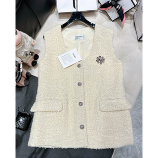 あす楽セール - CHANEL カメリアボタン 長袖カーディガン リブ編み
