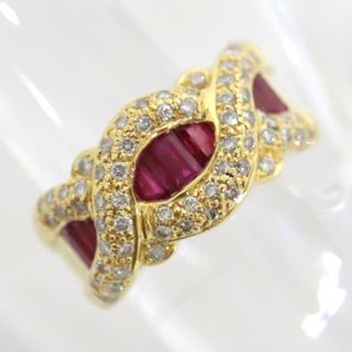 【Jewelry】K18YG ルビー ダイヤモンド デザインリング R:0.91ct D:0.46ct 9.0号 7.6g/kr08064md(リング(指輪))