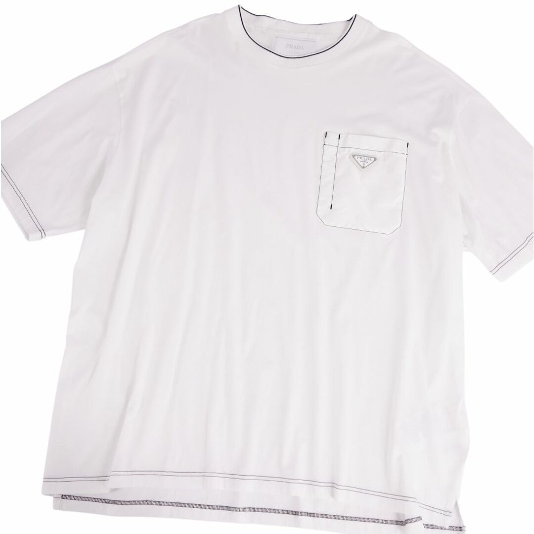 未使用 PRADA プラダ Tシャツ 半袖 ホワイト 三角ロゴ コットン 黒 S