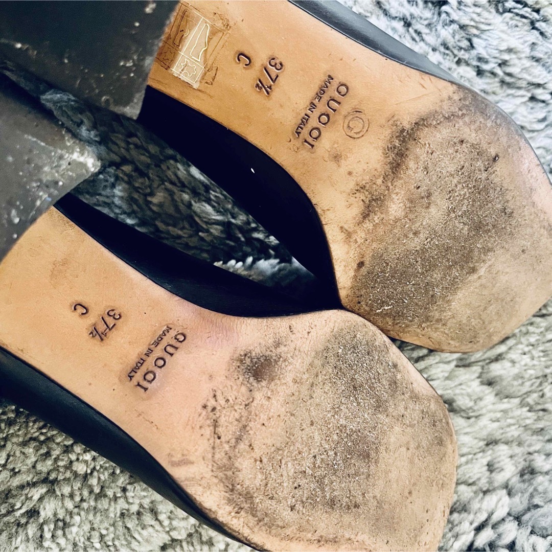Gucci - GUCCI パンプス ローファー 37.5 黒 ホースビット ブラッの