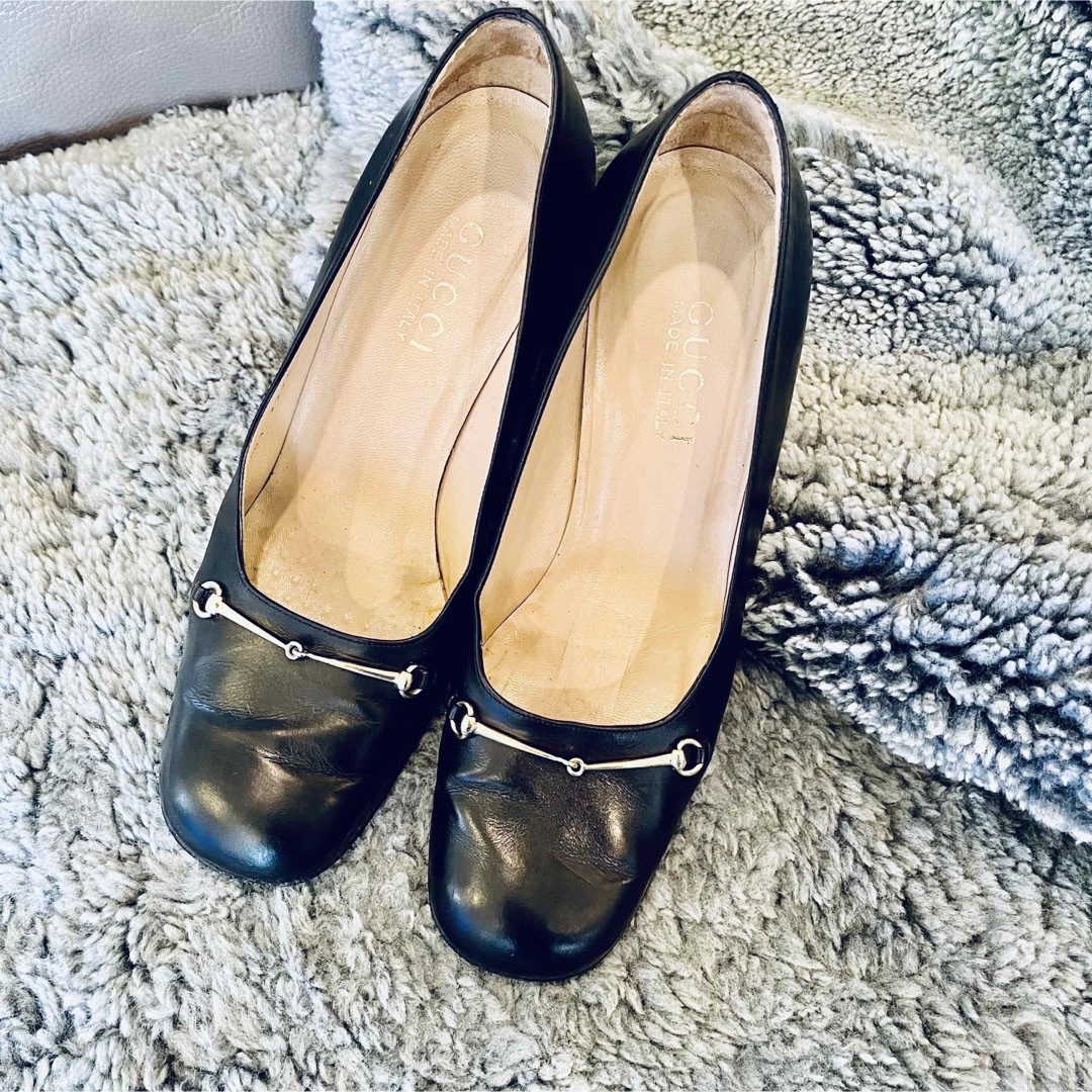Gucci - GUCCI パンプス ローファー 37.5 黒 ホースビット ブラッの