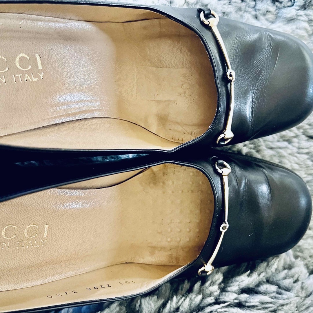 Gucci - GUCCI パンプス ローファー 37.5 黒 ホースビット ブラッの