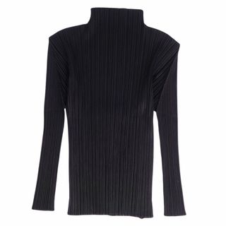 プリーツプリーズイッセイミヤケ(PLEATS PLEASE ISSEY MIYAKE)のプリーツプリーズ イッセイミヤケ PLEATS PLEASE シャツ ブラウス ハイネック プリーツ 無地 トップス レディース 3(L相当) ブラック(シャツ/ブラウス(長袖/七分))