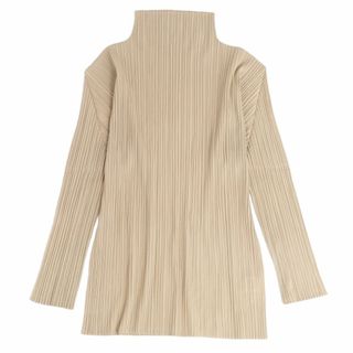 プリーツプリーズイッセイミヤケ(PLEATS PLEASE ISSEY MIYAKE)のプリーツプリーズ イッセイミヤケ PLEATS PLEASE シャツ ブラウス ハイネック プリーツ 無地 トップス レディース 3(L相当) ベージュ(シャツ/ブラウス(長袖/七分))