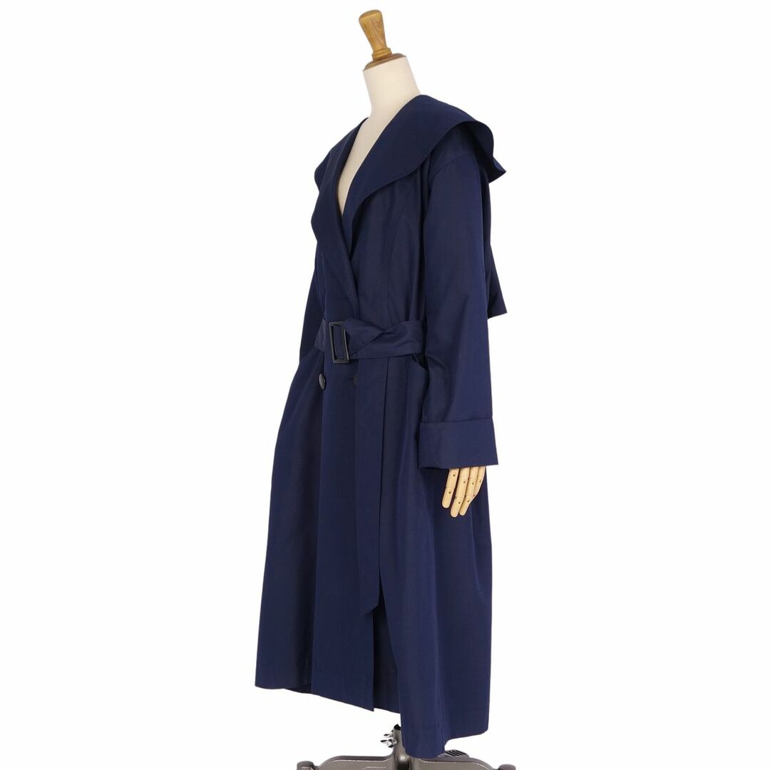 美品 クリスチャンディオール Christian Dior コート ロングコート ダブルブレスト ベルト 無地 アウター レディース 7(S相当) ネイビー