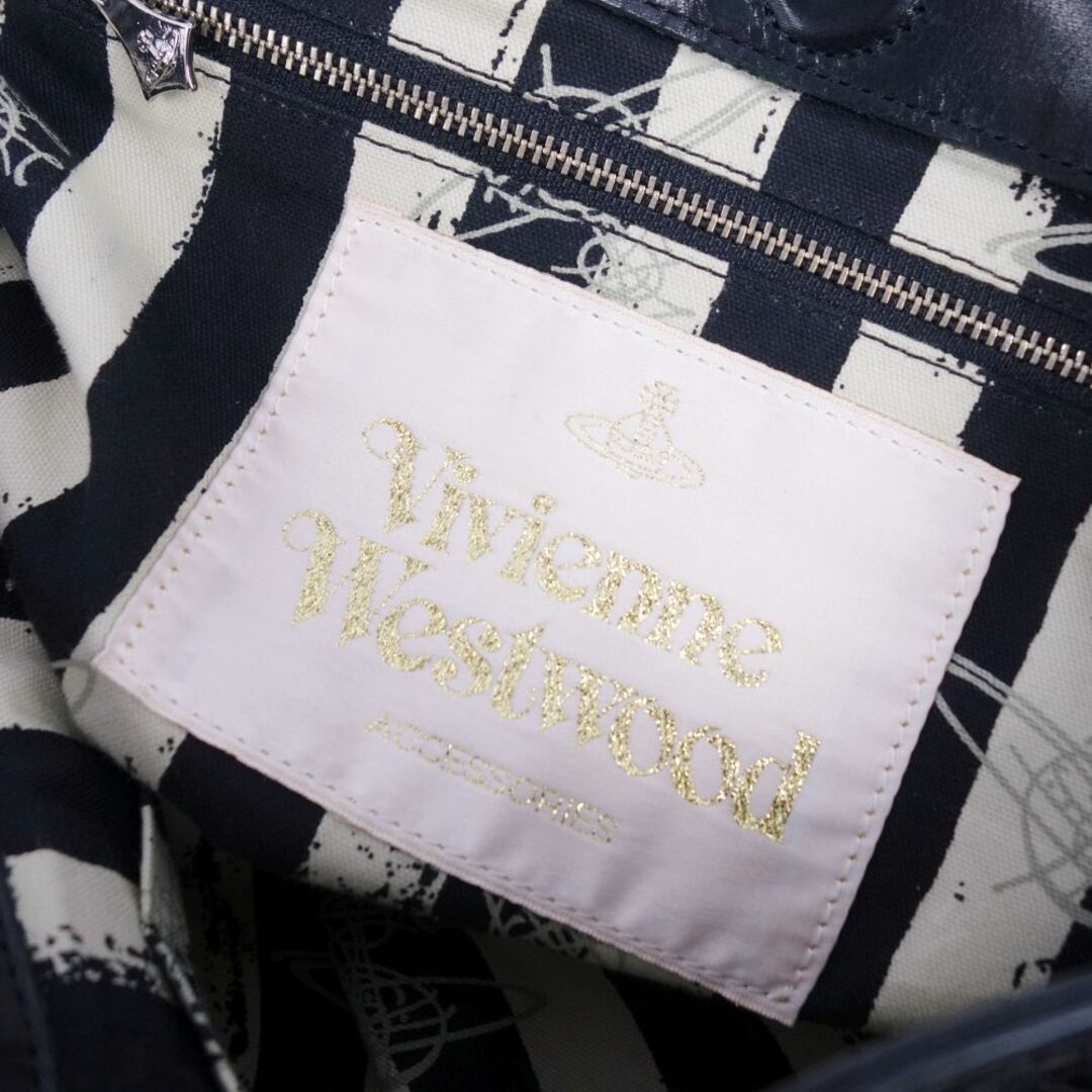 美品 ヴィヴィアンウエストウッド Vivienne Westwood バッグ トートバッグ 編み込み 変形 カーフレザー カバン 鞄 レディース  ブラック