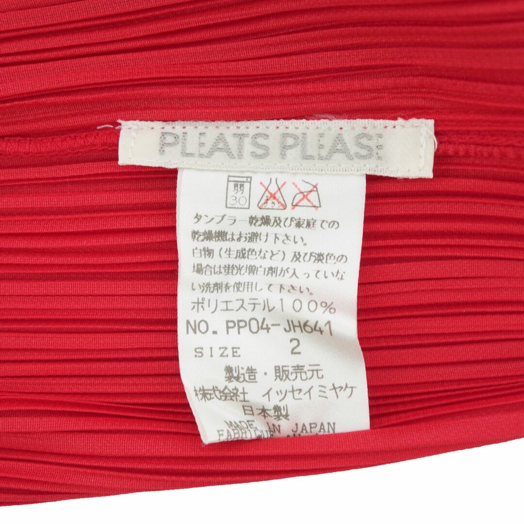 美品 プリーツプリーズ イッセイミヤケ PLEATS PLEASE ワンピース ブラウス ノースリーブ ハイネック プリーツ トップス レディース  2(M相当) レッド