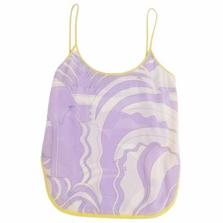 エミリオプッチ(EMILIO PUCCI)のエミリオプッチ EMILIO PUCCI キャミソール ノースリーブ 総柄 シルク トップス レディース I40 USA6 F36(S~M相当) ブルー/ホワイト/イエロー(キャミソール)