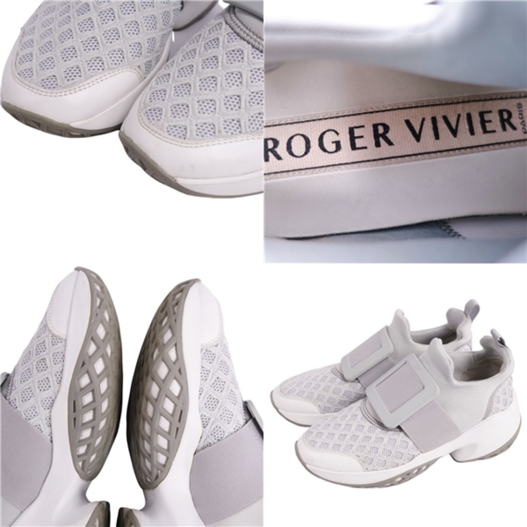 未使用 ロジェヴィヴィエ Roger Vivier スニーカー スリッポン VIV RUN ヴィヴ ラン クリスタルバックル ランスニーカー シューズ レディース 36(23cm相当) ホワイト