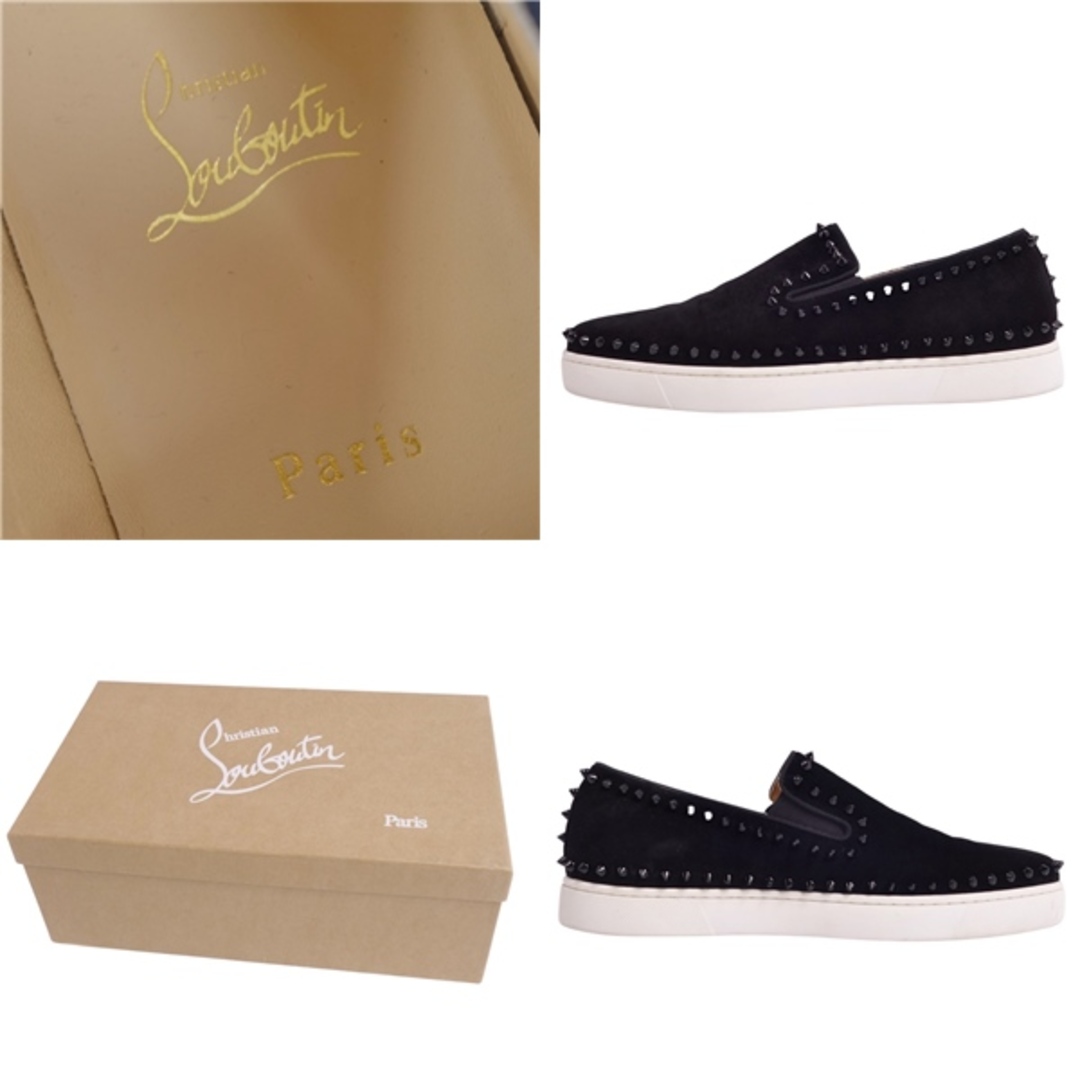 Christian Louboutin(クリスチャンルブタン)の美品 クリスチャンルブタン Christian Louboutin スニーカー スリッポン PIK BOAT ピックボート スパイク スウェードレザー シューズ メンズ 44(29cm相当) ブラック メンズの靴/シューズ(スニーカー)の商品写真