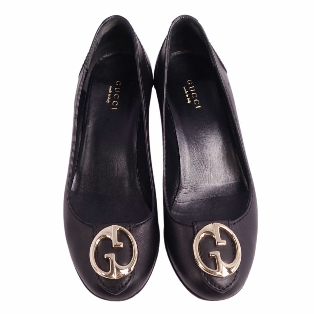 Gucci(グッチ)のグッチ GUCCI パンプス ヒール GGロゴゴールド金具 カーフレザー シューズ レディース 36(23cm相当) ブラック レディースの靴/シューズ(ハイヒール/パンプス)の商品写真