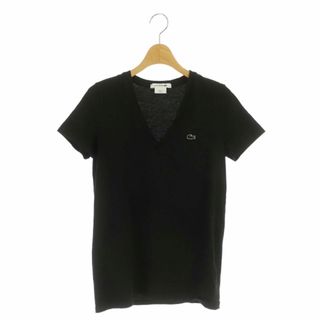 ラコステ(LACOSTE)のラコステ LACOSTE Vネック 半袖カットソー Tシャツ 38 黒 ブラック(カットソー(半袖/袖なし))