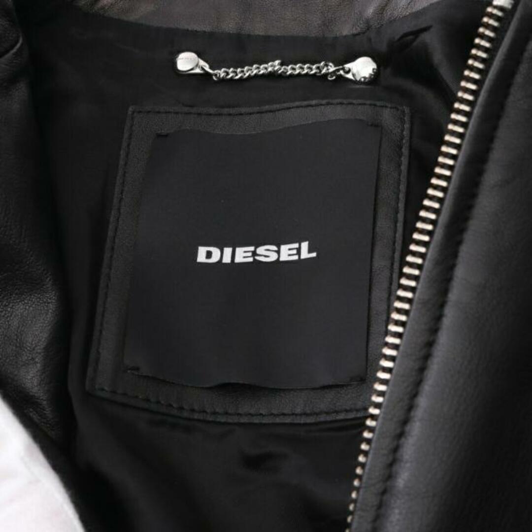 DIESEL(ディーゼル)の シングル ライダースジャケット ラムレザー ブラック メンズのジャケット/アウター(ライダースジャケット)の商品写真