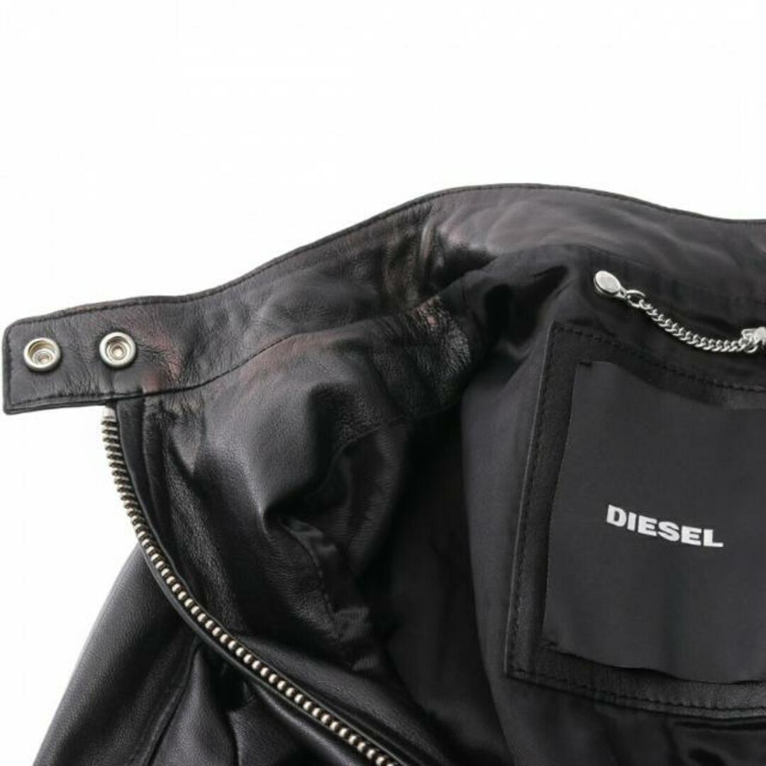 DIESEL(ディーゼル)の シングル ライダースジャケット ラムレザー ブラック メンズのジャケット/アウター(ライダースジャケット)の商品写真