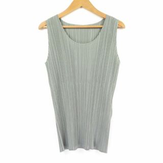 イッセイミヤケ(ISSEY MIYAKE)の美品 ISSEYMIYAKE イッセイミヤケ IM31-PK600 プリーツノースリーブトップス 1点 グレー M ポリエステル カットソー シャツ レディース AU1824A17 (Tシャツ(半袖/袖なし))