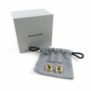 美品 BALENCIAGA バレンシアガ フープピアス 1点 ゴールド 横1.6cm x 縦2cm x 厚さ0.4cm 真鍮 100％ XXS  Loop ループ 金 イヤリング 小物 レディース AU1746W2